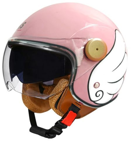Caschi Aperto Moto Mezzo Casco Omologato DOTECE Caschi Jet E Demi-Jet Moto Stile Vintage Per Uomini Donne Con Doppia Visiera Caschi Cromwell Casco Scodella Per Scooter 19,L:59-60CM