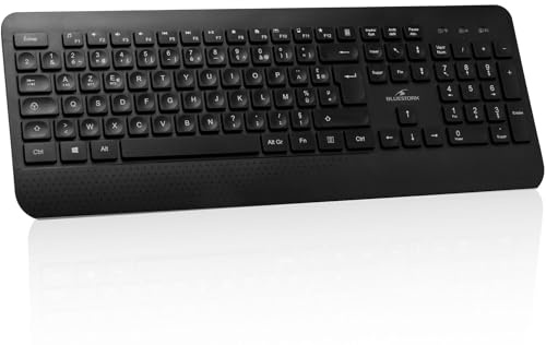 Bluestork KB Office R2 - Tastiera senza fili, due connessioni BT / 2.4 Ghz, tastiera Bluetooth PC, ricaricabile USB-C, 70 ore autonomia, silenziatore - Windows/tablet/cellulari - layout AZERTY