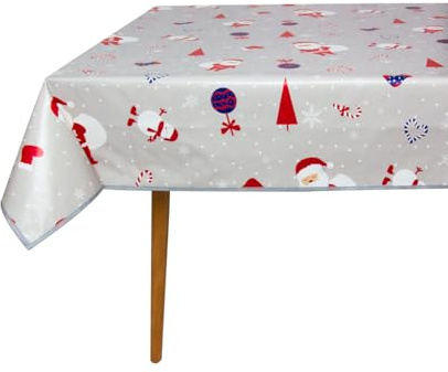Wachstuch Tischdecke mit Kantenverstärkung - Wasserabweisend, Leicht zu Reinigen und Wetterfest - Reach Zertifiziert - 140 x 140 cm - Weihnachten