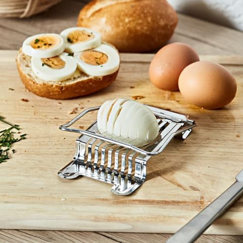 3 PAGEN Tagliauova in acciaio inox inossidabile, separatore uova professionale – separatore uova – 7 dischi per uova su un colpo – senza sforzo, pulito e facile da pulire – adatto anche per frutta