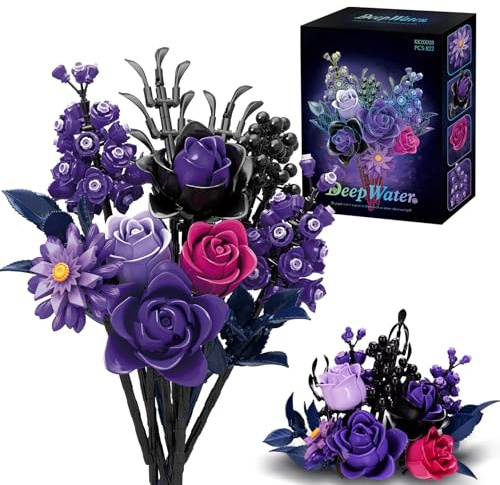 GXJTYYBS Ideas Halloween Blumen Rosen Spielzeug Klemmbausteine Bausteinen，Kompatibel Mit Flowers Geschenk für Erwachsene Frauen Mädchen Home Deko für Geburtstag, Muttertag, Weihnachten 8-16+（822PSC）