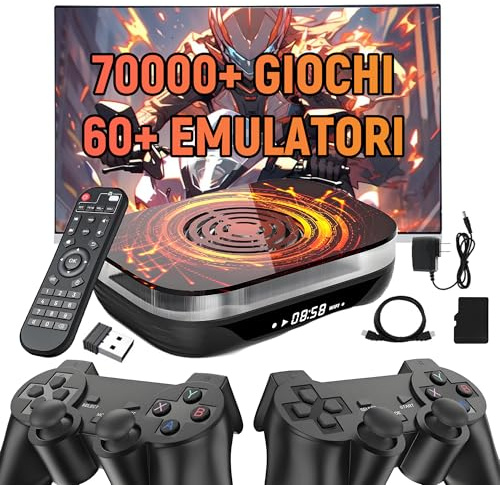 XIXIMENG Super Console X4 PLUS Console di gioco retrò,70000+ Giochi 60+ Emulatori 256G,Sistema EmuELEC/Android/CoreELEC Console Retro Game,WiFi 2.4G/5G & BT4, 4K Retro Console con controller wireless