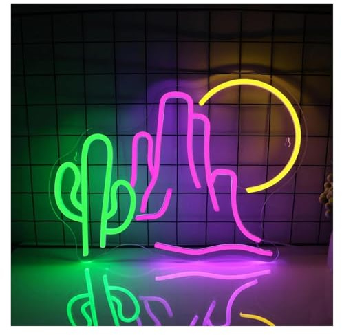 XENITE Luci al Neon Da Parete Insegna Al Neon A Cactus Mountain, Dimmerabile, Alimentata Tramite USB, Per Decorazioni Da Parete, Camera Da Letto, Arredamento Moderno Per La Casa 30х39cm