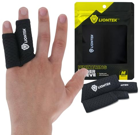 LIONTEK Pinky-Ring Flow Finger Sleeve V3 Pair — Joint Support & Compression for Activity, BJJ, Fitness, Volleyball, Basketball, and More (Black, Medium)