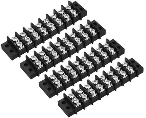 QUARKZMAN 4 Stück PCB-Klemmleiste, 9.5mm 8-polig 300V 20A Zaunartige Leiterplatten-Klemmenblöcke Doppelreihe