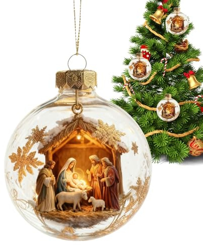 Presepe natalizio - Decorazioni natalizie religiose da appendere, in materiale ABS, con funzione da appendere, decorazione per le festività stagionali, decorazioni per presepe festive, decorazione per