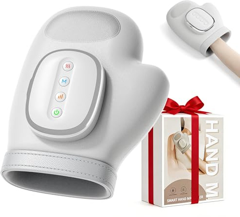 Yubaossage Hand Massager with Heat, Electric Compression Hand Massagers, Cordless Rechargeable Hand Massager for Fingers, Palm & Wrist Relaxation, Portable Hand Massage Device for Home & Office