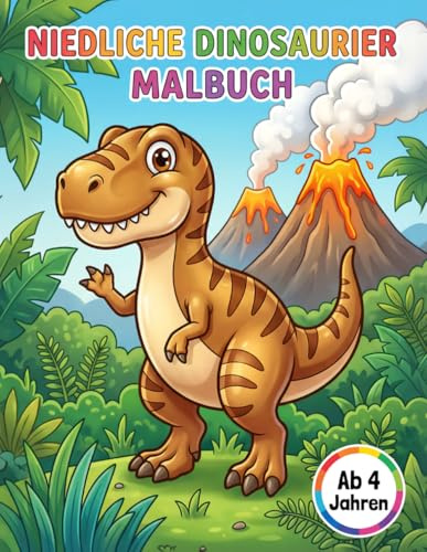 Niedliche Dinosaurier Malbuch: Dinosaurier Malbuch ab 4 Jahren – Große einfache Bilder | Dinosaurier Ausmalbuch für Mädchen und Jungen