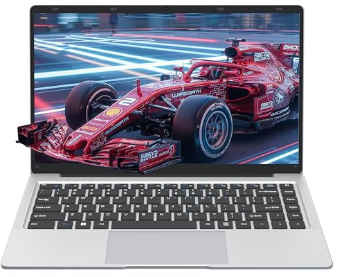 ZSRAINB 14 Silver Laptop Perfect for Study, Work, FHD IPS Display Celeron J4105 8GB DDR4, 256GB SSD Laptop Notebook, Ultra-Thin|180° Opening|USB3.0 (GB, 256)