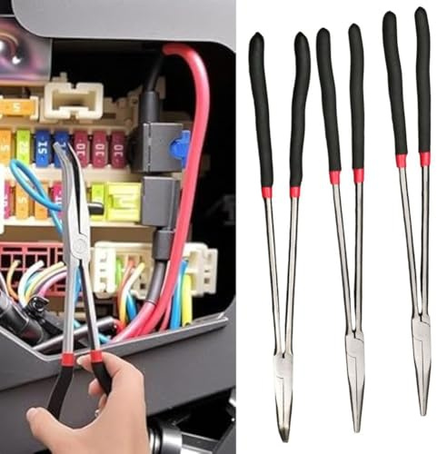 BEAZOOM 16 Inch Extra Long Needle Nose Pliers Set, 90 Degree 45 Degree Angled Tip and Straight Jaw, for Heavy Duty Carbon Steel Wire Bender Tight Spacesstraight head