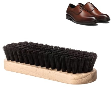 PARENCE. 13 cm skoborste – borste för rengöring av läder, mocka och nubuckskor – hårda borst – skötsel, rengöring och dammsugning