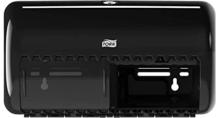 Tork 557008 Spender für Kleinrollen Toilettenpapier T4 in Schwarz / Hygienischer Papierspender für Toiletten im Elevation Design