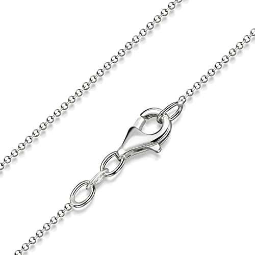 Glitzer Kugelkette Silber 925 1,2mm Kugel Halskette für Damen K24 | Diamantierte Silberkette aus hautfreundlichem Sterlingsilber in 40-120cm Made in Germany von MATERIA by Matthias Wagner