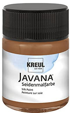 KREUL 8107 - Javana Seidenmalfarbe im 50 ml Glas, braun, hochpigmentierte und brillante Farbe auf Wasserbasis, mit fließend flüssigem Charakter, dringt tief in die Fasern ein
