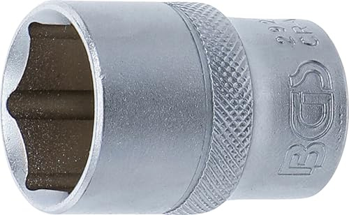 BGS 2921 | Steckschlüssel-Einsatz Sechskant | SW 21 mm | Antrieb Innenvierkant 12,5 mm (1/2) | Länge 38,5 mm | Chrom-Vanadium-Stahl | verchromt, matt | mit Rändelung