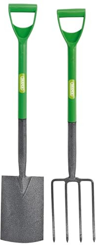 Draper Garden Tools Set - 2 Piece |Carbon Steel Garden Fork and Spade |Gardening Hand Tools Set |Y-dee Handle | 16566