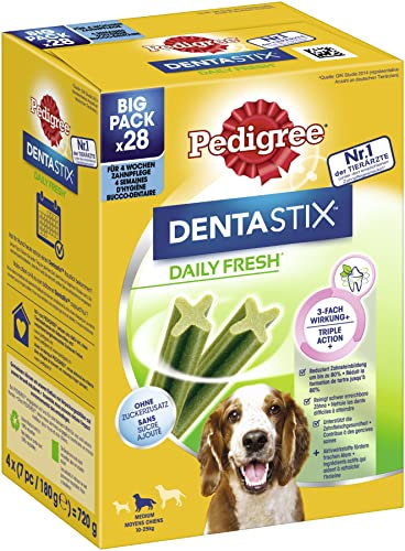 Pedigree Denta Stix Fresh Multipack für mittelgrosse Hunde (10-25kg),4x7Stck., 1er Pack (1 x 720 g)