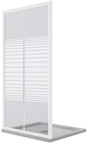 Idralite Puerta de Ducha 120 CM H185 Blanco Vidrio Serigrafado Mod. Blanc