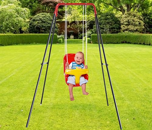 Babyschaukel mit Schaukelgestell als Set für den Garten Babyhochschaukel Kleinkind Schaukel ab 12 Monate