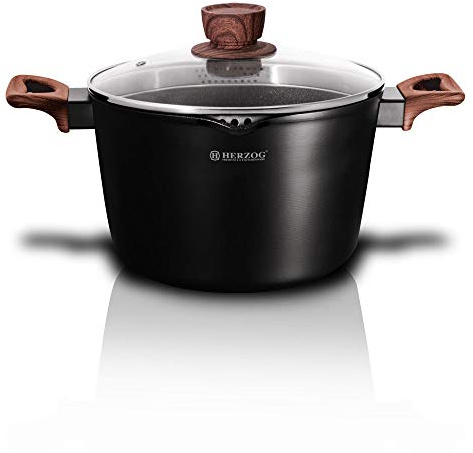 Ertex Aluguss Kochtopf Topf Keramik Antihaft INDUKTION Bratentopf Deep Casserole 24 cm OFENFEST 6,0 L Spaghetti (24 cm 6 Liter Spaghetti)