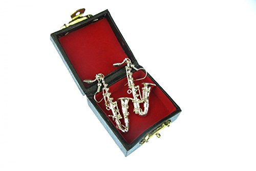 Boucles d'oreilles saxophone boucles saxophone Miniblings Jazz Saxophone Sax argent avec la boîte