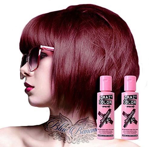 Crazy Color Semi-permanente Haarfarbe, 100 ml, Burgunderrot, 2 Stück