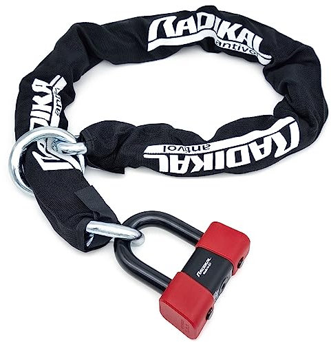 RADIKAL RK48120L Antivol Moto Homologué SRA, Sécurité Premium, Mini U 18mm Chaîne Acier Cémenté 13,5mm Testée contre Sciage Coupe-Boulons, Multifonction Bloque Disque/Chaîne 120cm Lasso Plus Longue