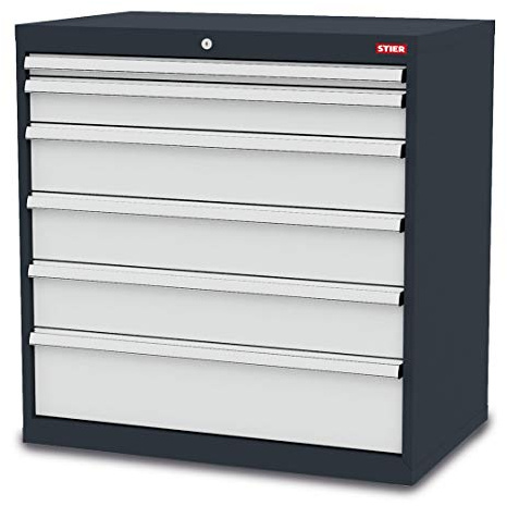 STIER Schubladenschrank mit 6 Schubladen, BxTxH 900x575x920 mm, Gesamttragkraft 1000kg, Blendenhöhen 50 bis 200 mm