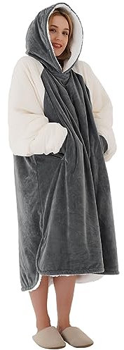 Winthome Felpa con Cappuccio Oversize - Sherpa Felpa Donna Doppio Caldo Morbido, Hoodie con Tasca e Cappuccio, Coperta Indossabile Donna, Blanket Hoodie per Adulti, Signore, Uomini, Regalo, Inverno