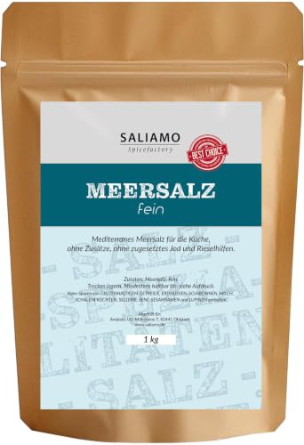1KG Mediterranes Meersalz fein, frei von Zusätzen ohne zugesetztes Jod oder Rieselhilfe | Saliamo