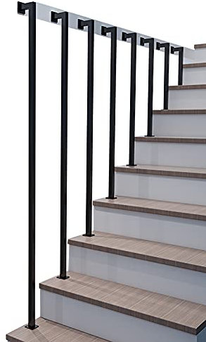 Handläufe für Innen treppen Haltegriff aus schwarzem Metall Industriegeländer für Rohrwandmontage Eisenbaluster, 150cm
