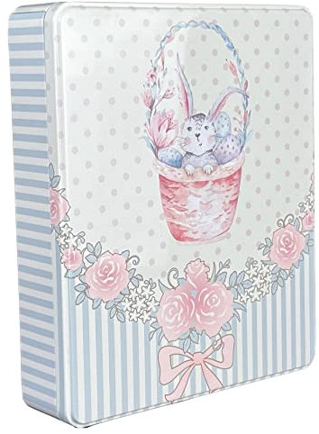 MediMuc Hase mit Blumen - Dose, Gebäckdose, Geschenkdose, Vorratsdose, Osterdose, Sammlerdose - Maße: (Länge x Breite x Höhe): 21,5 x 17,8 x 4,0cm