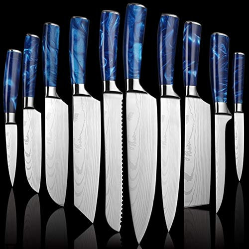Set di coltelli da cuoco professionale Set Damasco Modello Giapponese Cucina Giapponese Coltelli di Bone Bone Pesci Frutta Verdure Verdura Coltello da cucina in acciaio inox (Color : 10PCS)