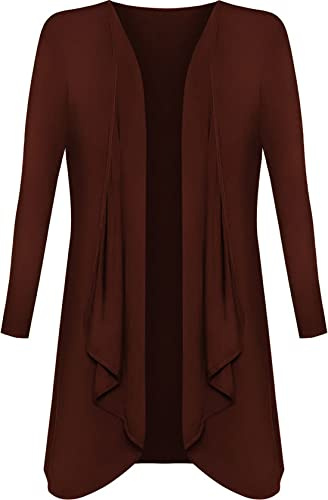 Crazy Girls Plus Size Womens Plain Long Sleeve Waterfall Boyfriend Open Cardigan Ladies Hanky Hem Jersey Top UK 8-26