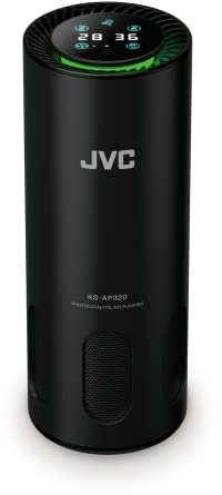 JVC KS-AP320 - CADR Mobile Photocatalytic Air Purifier 8.5 m3/h, EPA Filter E12, UV Filter, Ioniser, Air Quality Display, 2 Cleaning Levels, 12 Watt, USB Port, Gesture Control, Black