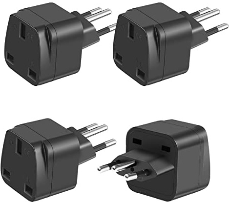 LUKELI 4 Pack UK to Switzerland Plug Adapter Swiss Adaptor Plug (Black 4 Pack)