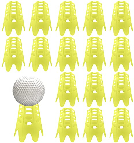 16 Stück Golf-Tees, Kunststoff-Golf-Simulator-Tees Übungs-Trainings-Golfmatten-Tees für Zuhause draußen Golfliebhaber Athleten (Gelb)