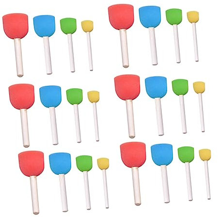 Ciieeo Esponjas 24 Piezas Escobillas Escobas Cepillar Cepillo De Pintura Niño Esponja Pintada Bambú Pinceles