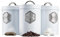 Cooks Professional 3 Piece Tea Coffee Sugar Cannister Set | Labelled Storage Tins | Containers with Airtight Lids | Canisters for Kitchen Accessories & Essentials | White & Silver