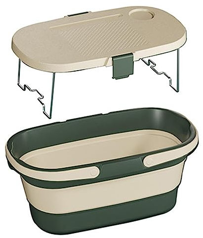 Pomurom 30L Picnic Basket with Table, Portable Picnic Hamper with Handle and Lid, Folding Storage Crates Boxes, Food Drinks Basket Organiser for Outdoor Camping Picnics Beach Trips Shopping