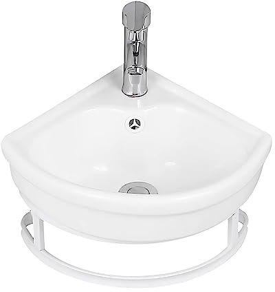 DOSSAE Lavabo suspendido, Lavabo de Esquina, Frigorífico de cerámica, Lavabo de baño suspendido pequeño,Canto montado na Parede pequena Branco lavatório para Guarda-Roupa casa WC. (Size : Wit)