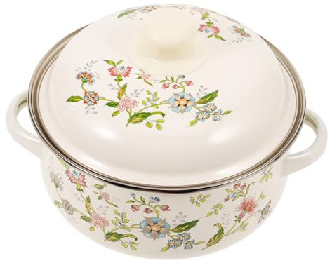 UPKOCH Soupe à L'oignon Casserole Fleur Marmite De Cuisine Un Verre Marmite à Soupe Domestique Cocotte Avec Couvercle Maison Avec Couvercle Métal Émail Pot En Terre Cuite De Bébé