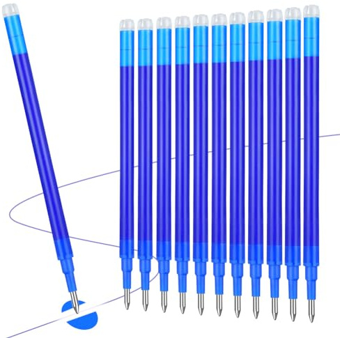 Vicloon Radierbare Ersatzmine 0,7mm, 12pcs löschbare Stiftmine | Radierstift Tintenroller radierbar Nachfüllminen radierbarer Kugelschreiber austauschbare Mine(Blau)