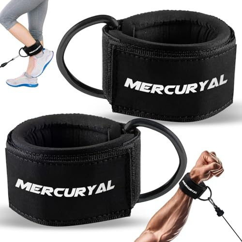 MERCURYAL Gym V2 Riemenscheiben (gepolstert) - Gym Riemenscheiben Griffe - Neues Design - Gym Riemenscheiben - Gym - Fitness - Gepolsterte Knöchelbandage mit Klettverschluss für Damen und Herren