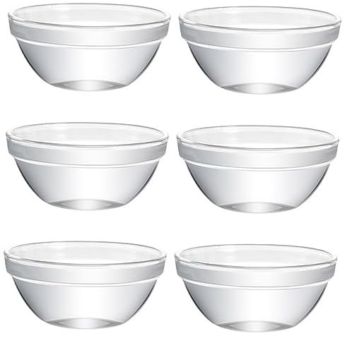 GOOHOCHY 6Pièces Bols Verre pour Pudding et Gelée Récipients Alimentaires Empilables pour Desserts à Domicile Bols à Pudding Transparent