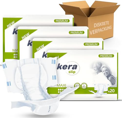 KERA Inkontinenz Slip Maxi Night saugstarke Windeln für Erwachsene mit doppelten Auslaufschutz - Atmungsaktive Erwachsenen Windel 80 Stück, Large