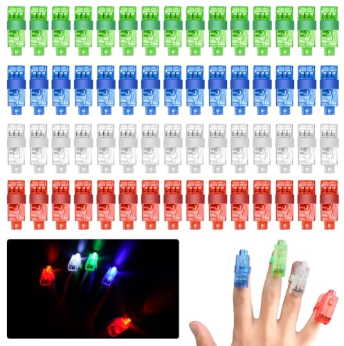 Ainiv 60 Pezzi Luci Da Dito LED, Dito Bastoncini Anello Giocattoli, Sacchetti per Feste Di Compleanno, Carnevale, Halloween, Natale, Feste, 4 Colori