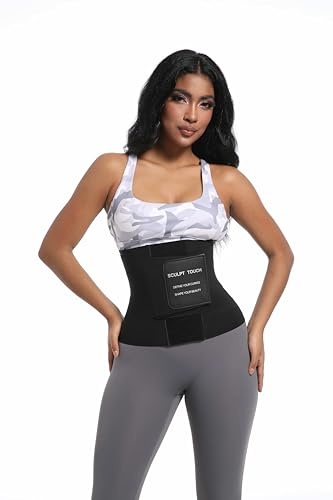 SCULPT TOUCH Women's Waist Trainer Corset, Tummy Control Shapewear Belt for Workout, Black (Black, Small)