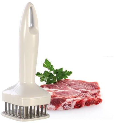 Avilia Taglianervi per Carne con Aghi in Acciaio Inox 5,5x16 cm Bianco - Rende più Teneri i Tagli di Carne Meno Pregiati - Perfora in Modo Omogeneo Facilitando l'Assorbimento dei Condimenti