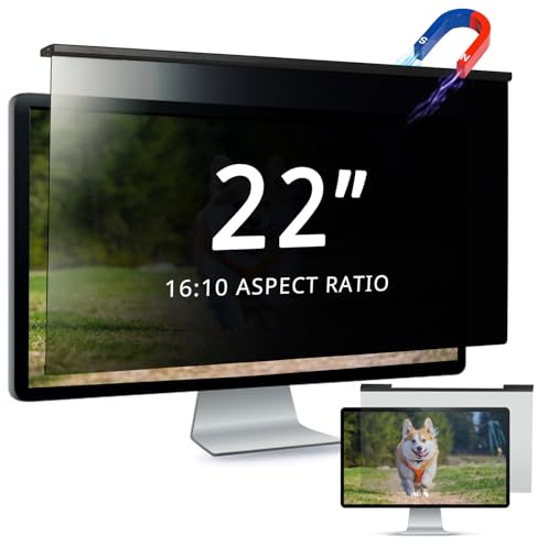 EliWhale 22 Inch 16:10 Hanging Computer Privacy Screen Filter for Monitor | 493 x 329mm, Removable Hanging Privacy Screen, Glossy Finish, Anti Glare Screen Protector, HD Anti-blue light for 22 Inch